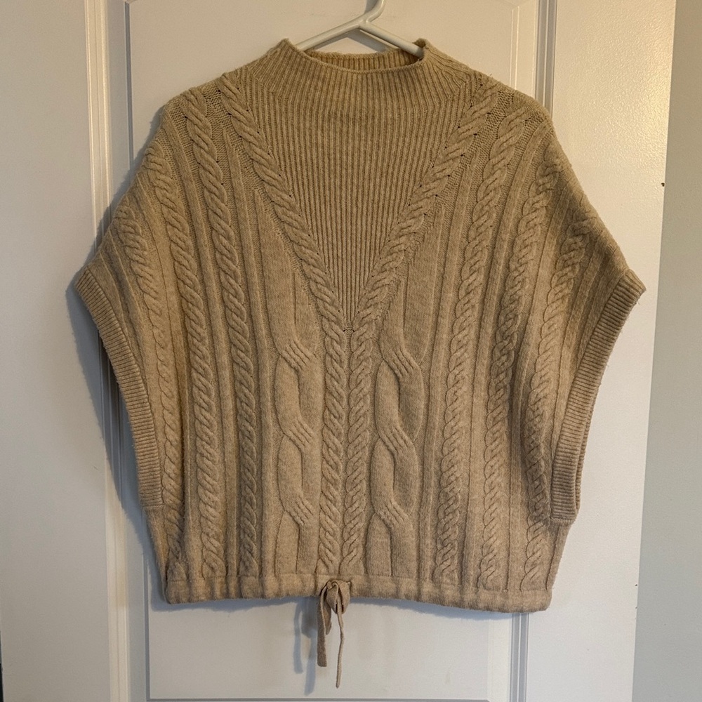 Express Cream Cable-Knit Sweater Poncho